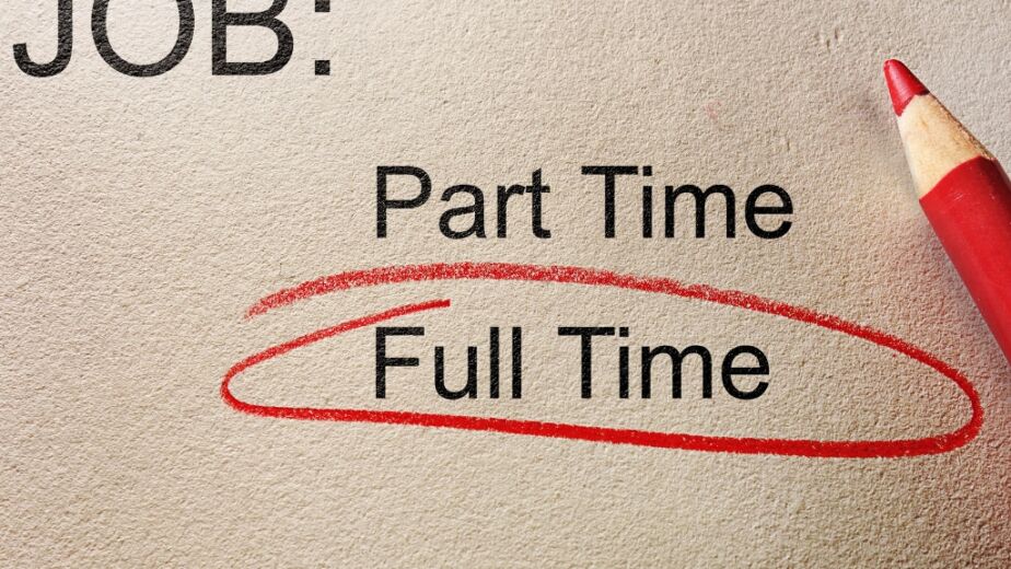 Circle around the words "full time" under the words "part time" and "job"